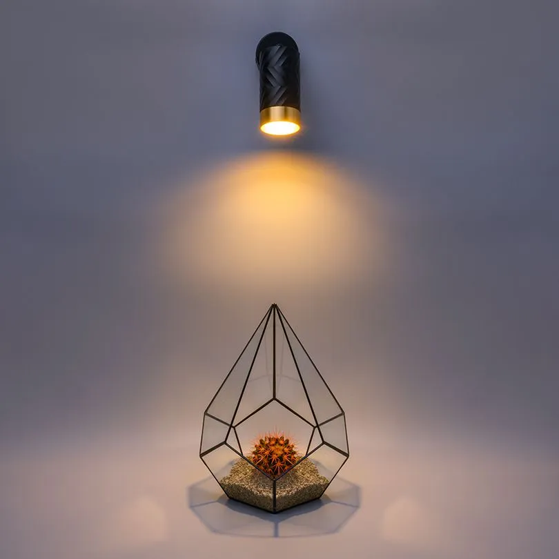 Накладной светильник WOLTA WSL-GU10/S09BG IP20 под лампу GU10 Чёрный/золото LINEA D60x170 1/50 - Фото 2