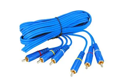 Шнур 3 RCA - 3 RCA, 1,5м, синий, Gold REXANT - Фото 2
