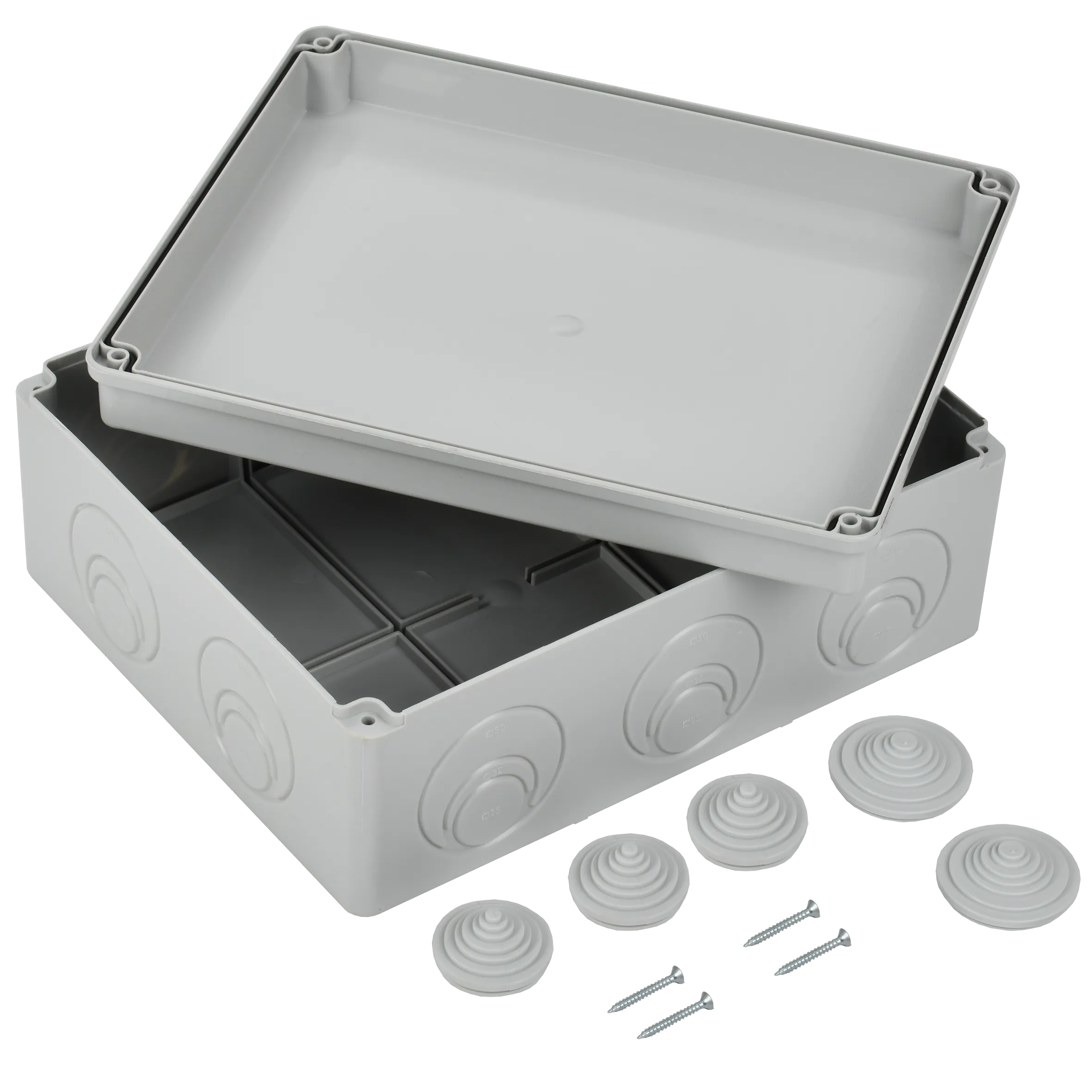 Коробка распаячная КМ41272 для открытой проводки безгалогенная (HF) 240х195х90мм IP55 5 вводов серая IEK - Фото 5