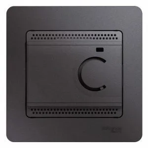 Термостат Glossa электронный для теплого пола с датчиком +5град.C +50град.C 10А в сборе графит SE GSL001338