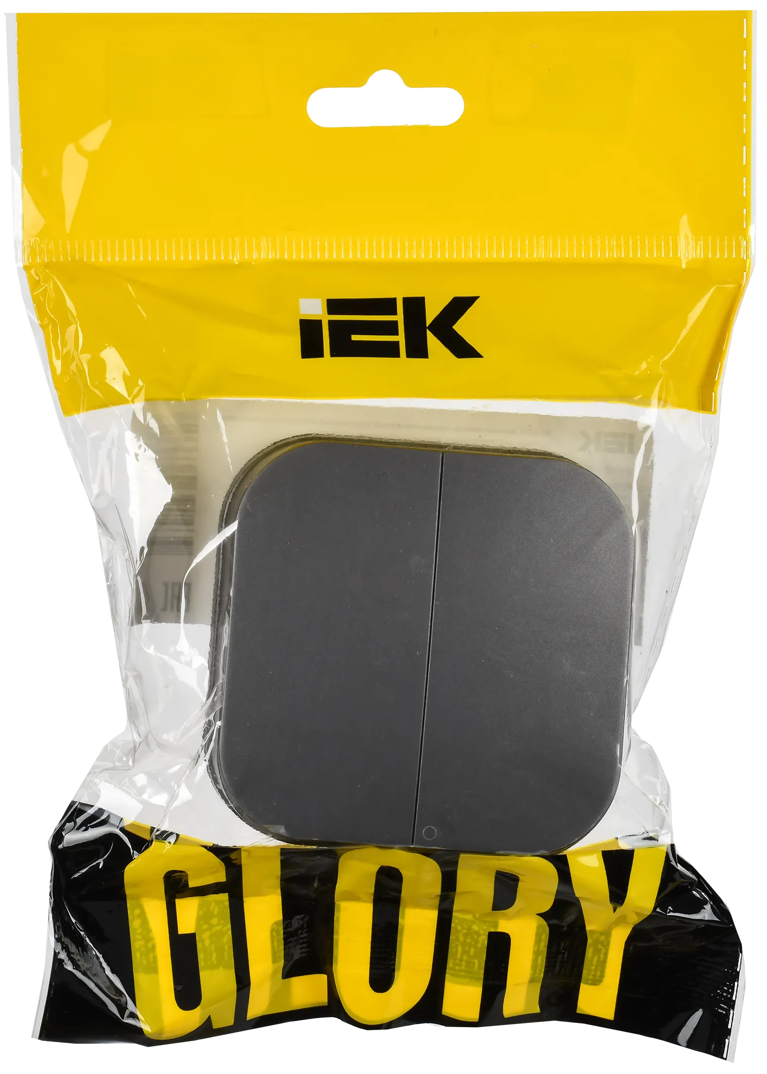 GLORY Выключатель 2-клавишный для открытой установки 10А ВС20-2-0-ХСм сталь матовый IEK - Фото 2