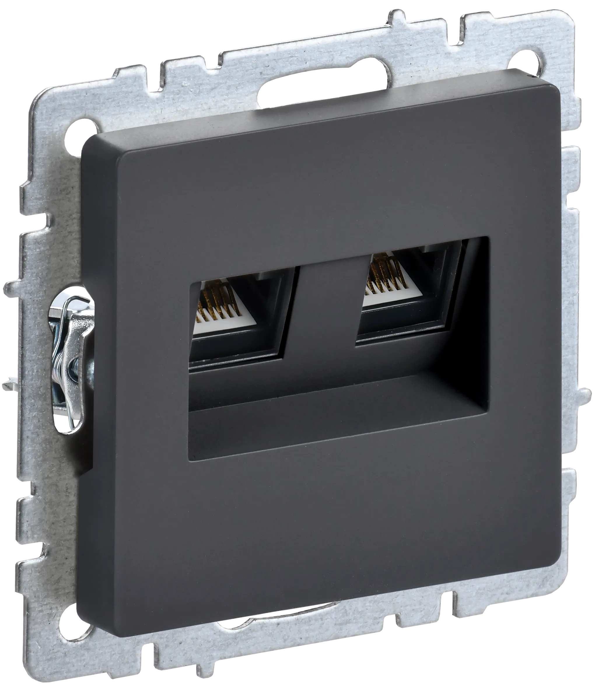 BRITE Розетка компьютерная двойная RJ45 кат.5E РК10-2-БрГ графит IEK