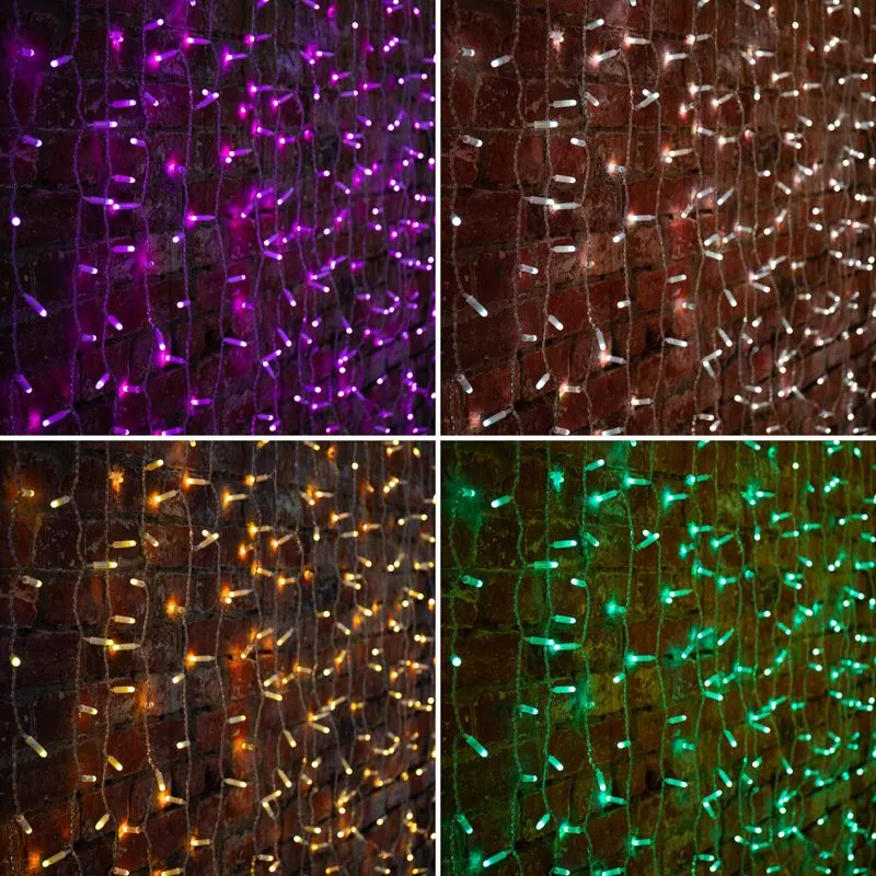 Гирлянда Светодиодный дождь 2х3 м, прозрачный провод, 230 В, диоды RGB, 600 LED-свечение с динамикой - Фото 2