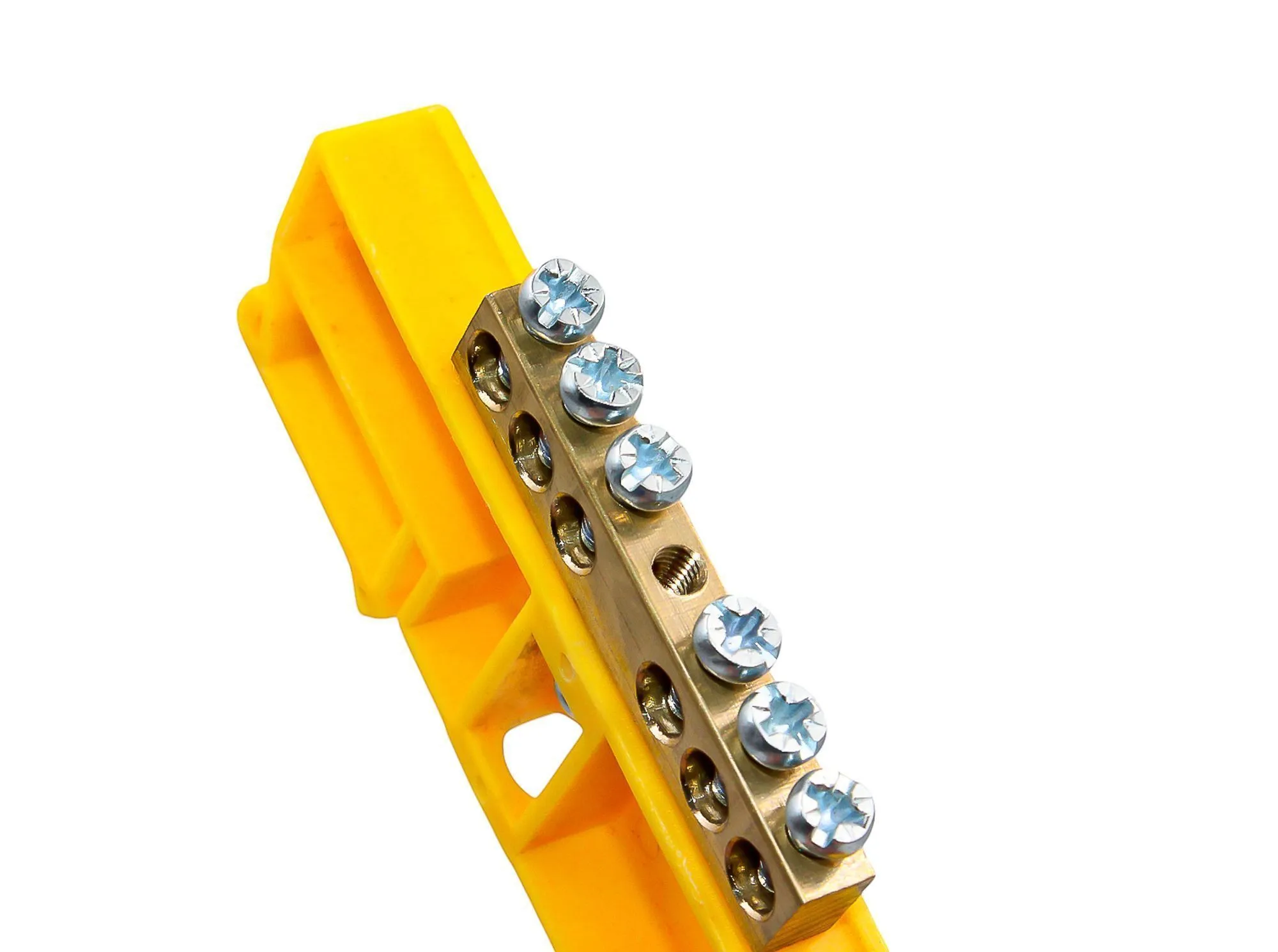 Шина PE "земля" на DIN-изоляторе ЖЕЛТЫЙ 6х9-6 - Фото 4