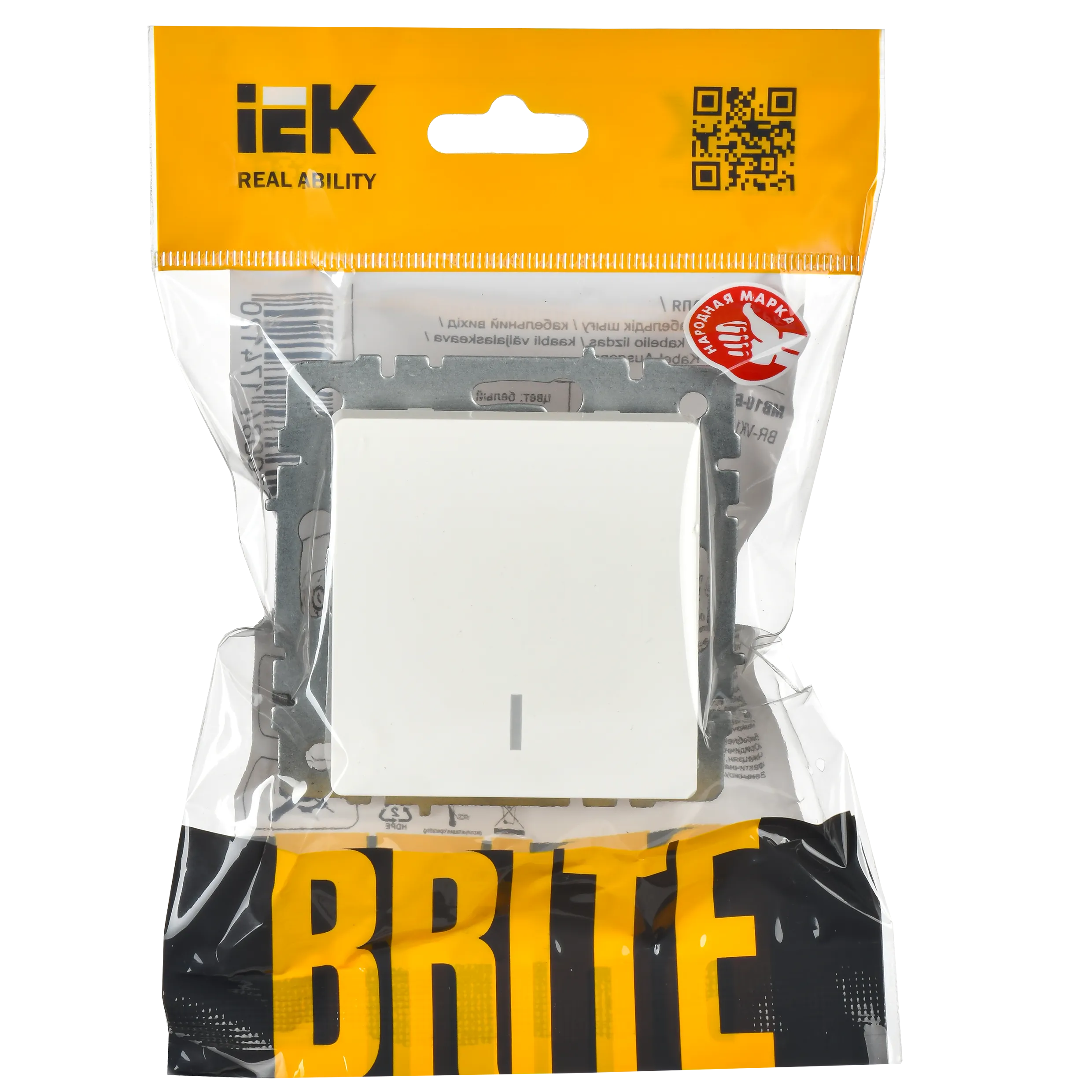 BRITE Выключатель 1-клавишный с индикацией 10А ВС10-1-1-БрБ белый IEK - Фото 6
