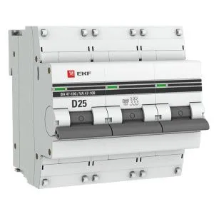 Авт. выкл. 3P 25А (D) 10kA ВА 47-100 EKF PROxima mcb47100-3-25D-pro