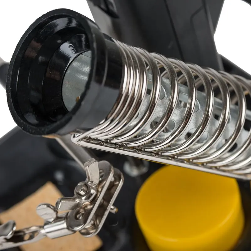 Держатель Третья рука, МАСТЕР, 3 зажима, лупа 90мм (3х), подставка паяльника, стенд припоя, LED подсветка REXANT - Фото 4