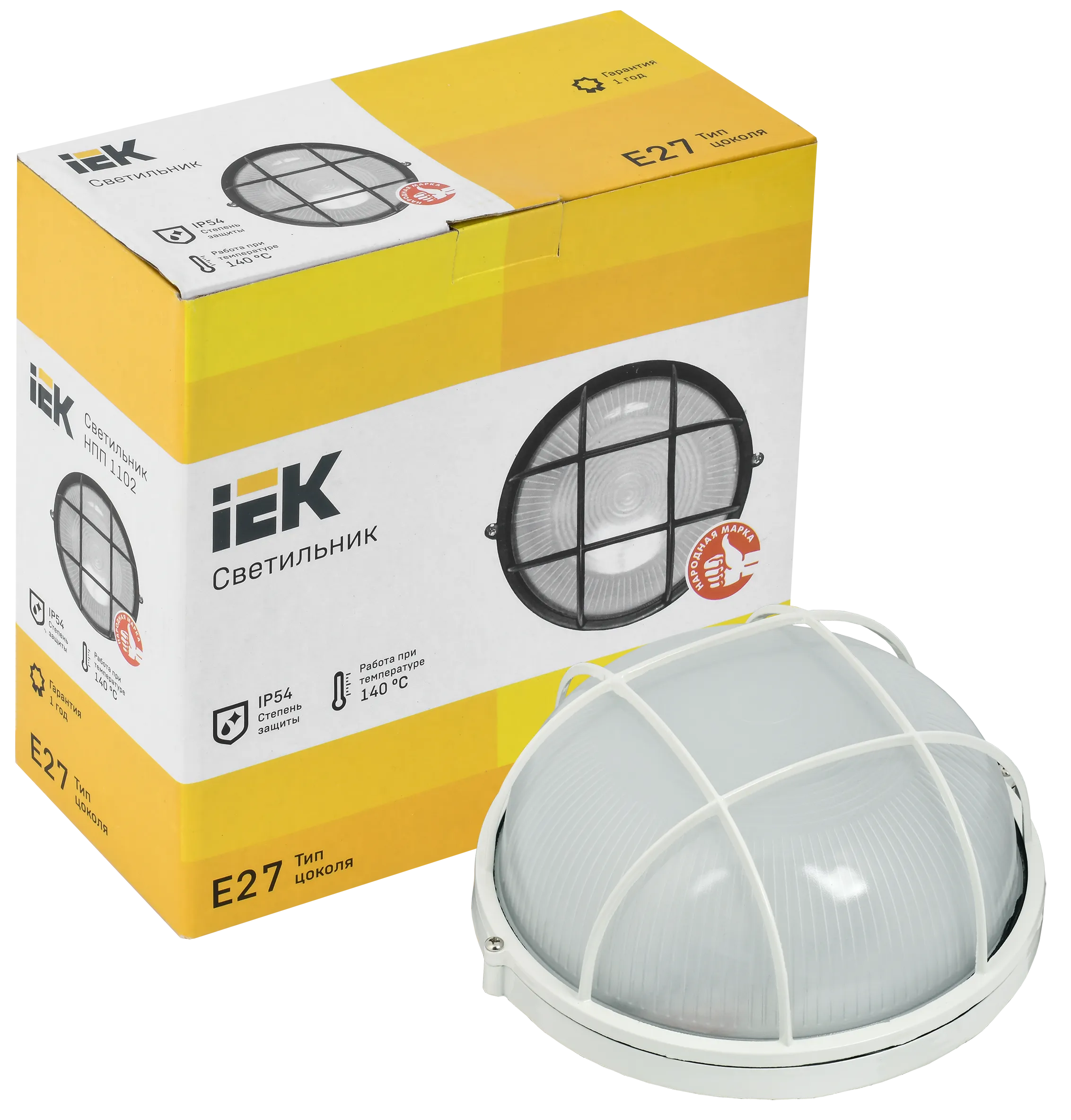 Светильник НПП1102 круг с решеткой 100Вт IP54 белый IEK - Фото 3