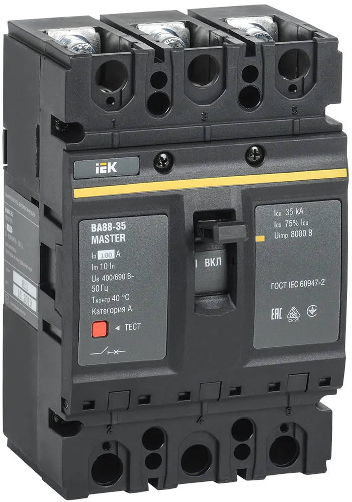 Выключатель автоматический ВА88-35 3Р 100А 35кА MASTER IEK