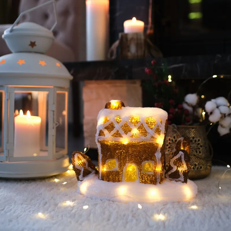 Акриловая светодиодная фигура Пряничный домик 26х15,5х20 см, 30 светодиодов, батарейки 3хАА (не вход - Фото 3