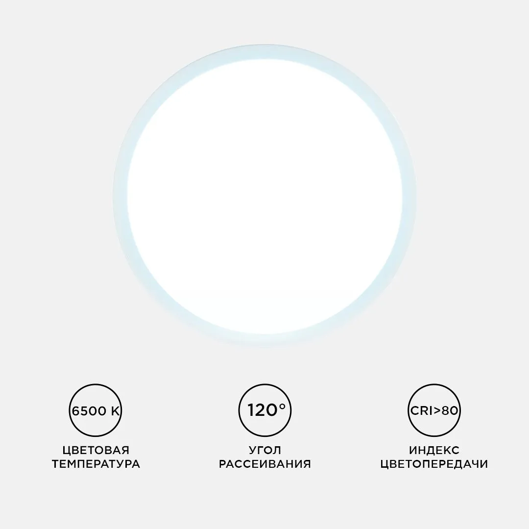 Панель светодиодная накладная круглая 15Вт, 1200Лм, Ф145мм, 6500К, Apeyron - Фото 5