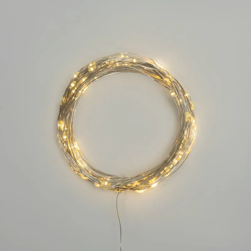 Гирлянда Роса 10м, 100LED, теплый белый, IP44, на батарейках 3хАА, с пультом 8 режимов NEON-NIGHT