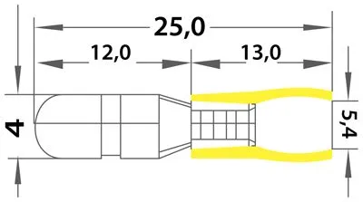 Разъем штекерный изолированный штекер 5 мм 4-6 мм² (РШи-п 6.0-5/РшИп5.5-4) желтый REXANT - Фото 3