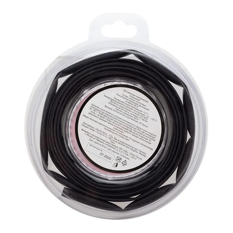 Трубка термоусаживаемая ТУТ нг 6,0/3,0мм, черная, ролик 2,44м REXANT - Фото 3