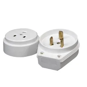 Разъем РШ-ВШ 32А 250В 2P+PE ОУ пластиковый бел. EKF AS-250-O-01