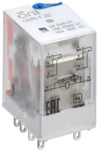 Реле интерфейсное ORM-1 2C 24В DC со светодиодом и тестовой кнопкой ONI ORM-1-2C-DC24V-L-B
