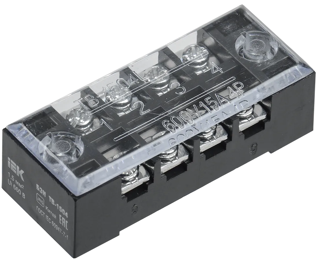 Блок зажимов наборный БЗН ТВ-1504 1,5мм2 15А 4 пары IEK