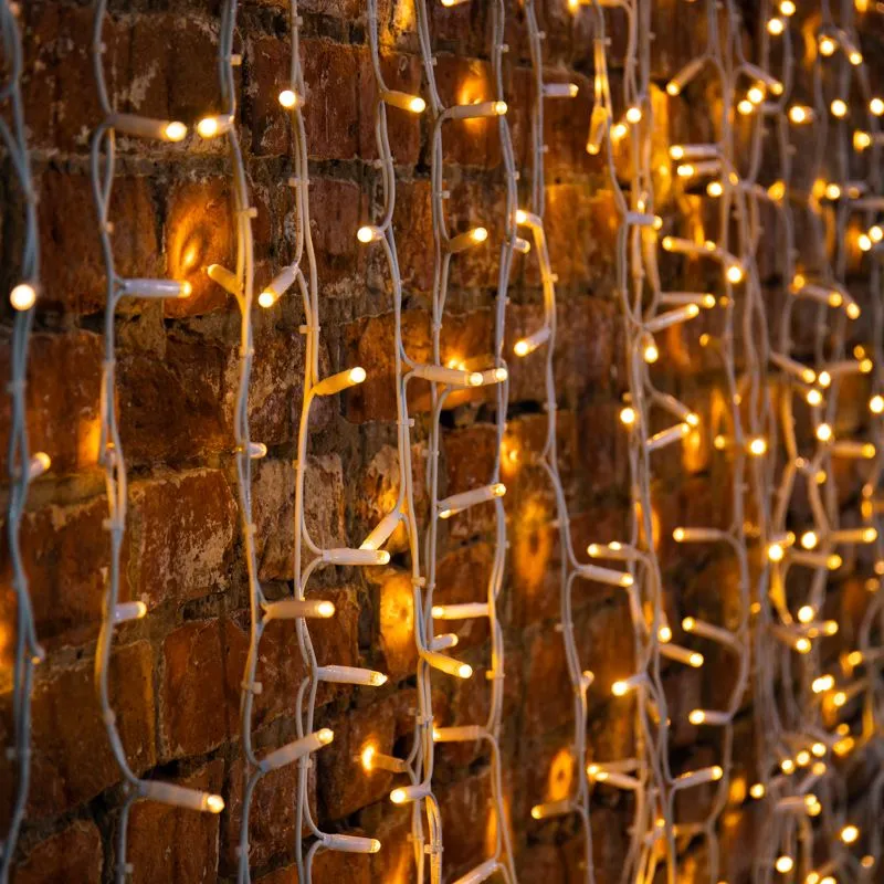 Гирлянда Светодиодный Дождь 2х3м, постоянное свечение, белый провод КАУЧУК, 230 В, диоды ТЕПЛЫЙ БЕЛЫ