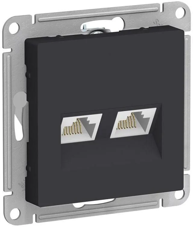 Розетка компьютерная 2-м AtlasDesign RJ45 кат.5E механизм карбон SE ATN001085