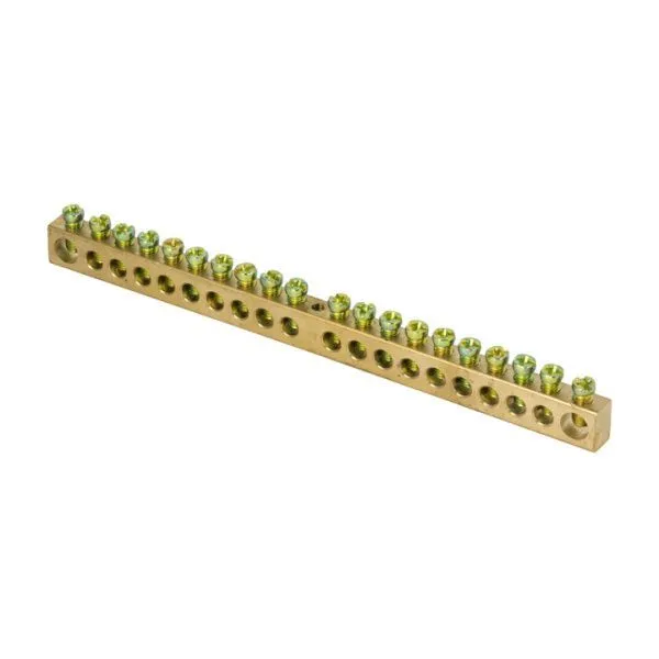 Шина PEN "ноль-земля" (8x12мм) 20 отв. латунь крепеж по центру EKF