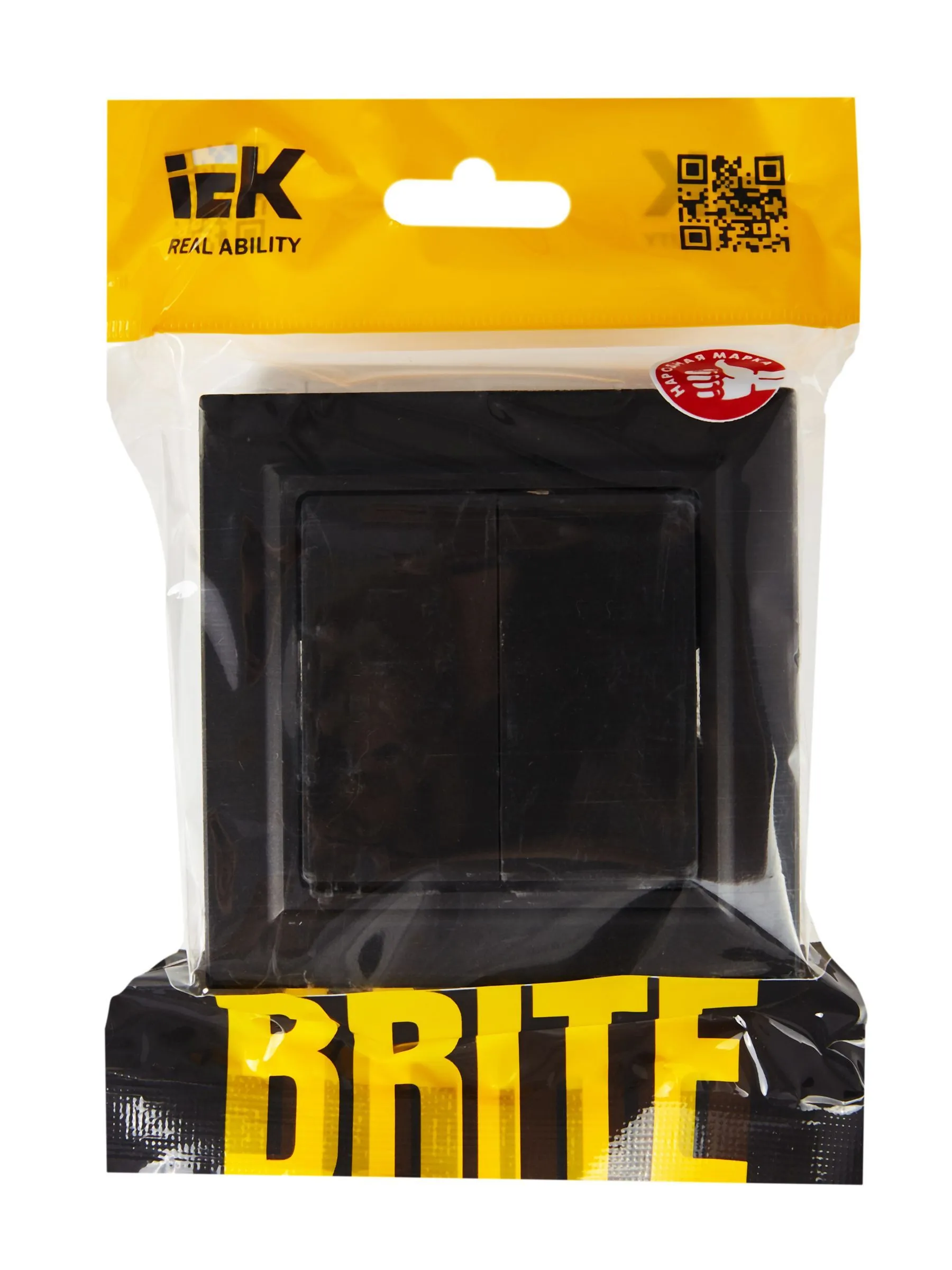 BRITE Выключатель 2-клавишный 10А в сборе ВСР10-2-0-БрЧ черный IEK - Фото 3
