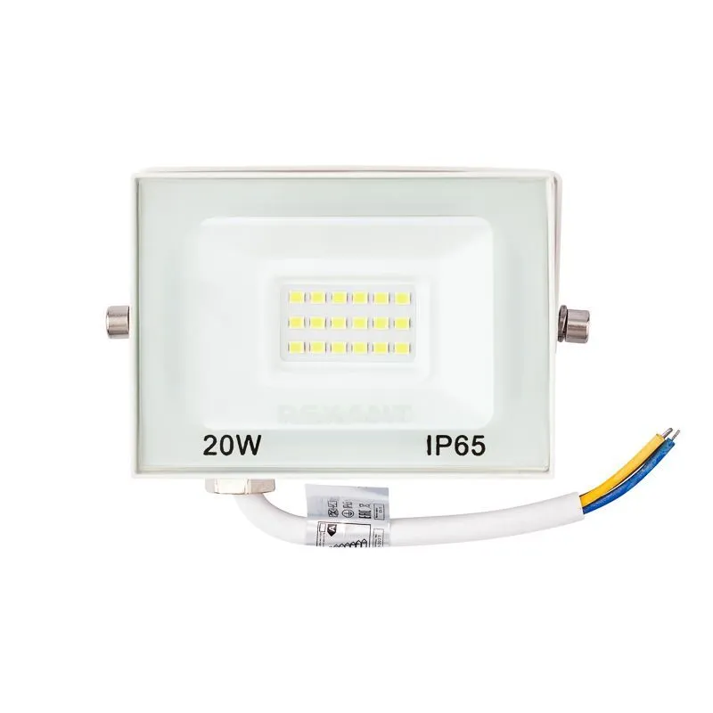 Прожектор светодиодный СДО 20Вт 1600Лм 5000K нейтральный свет, белый корпус REXANT 605-024