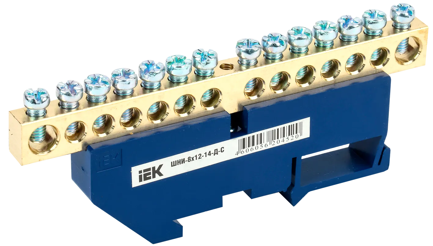 Шина N "ноль" на DIN-изол ШНИ-8х12-14-Д-С IEK