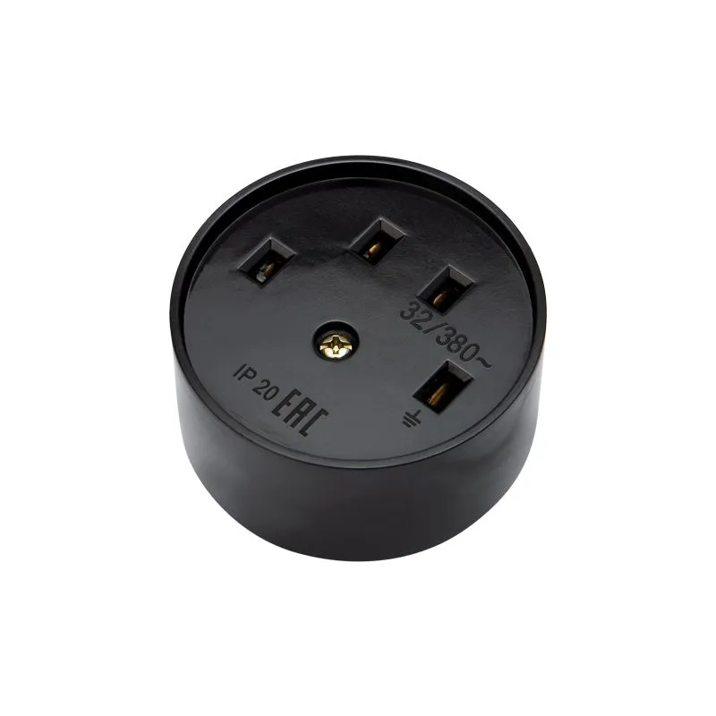 Розетка РШ для электрической плиты 32А, 380В, 3Р+РЕ (ОУ) черная REXANT