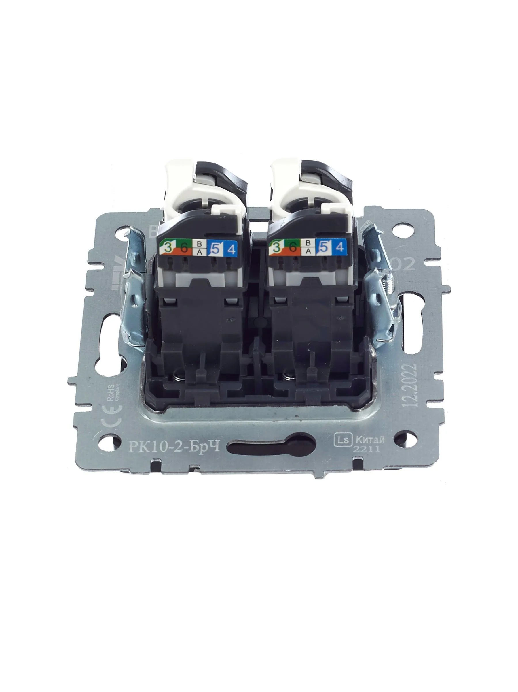 BRITE Розетка компьютерная двойная RJ45 кат.5E РК10-2-БрЧ черный IEK - Фото 8