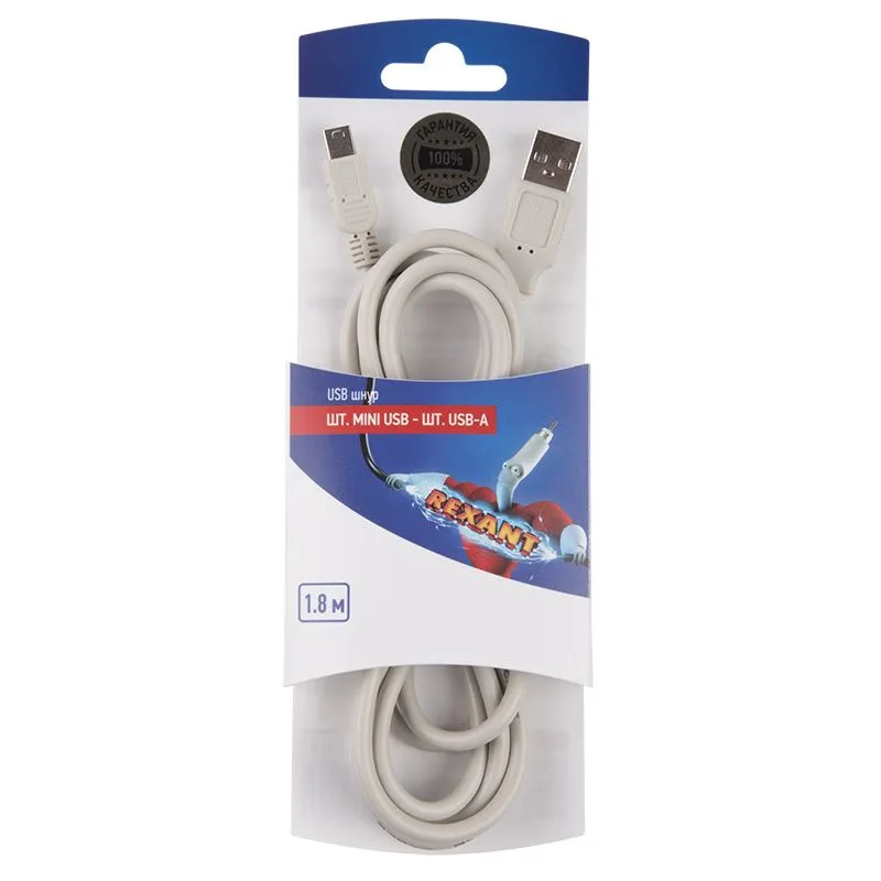 Шнур  шт. mini USB - шт. USB-A  1.8M  REXANT