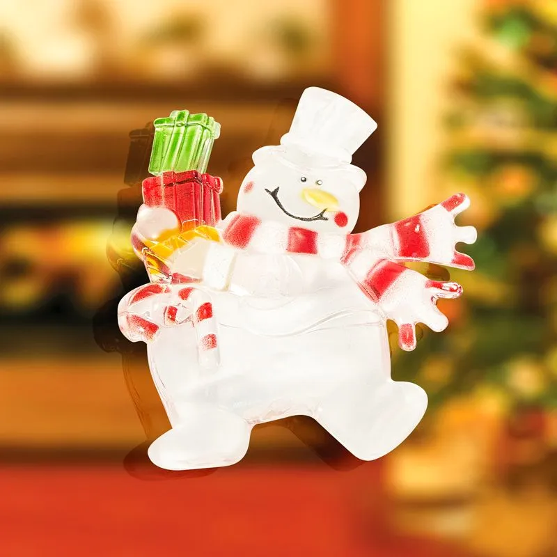 Снеговик с подарком RGB на присоске - Фото 2