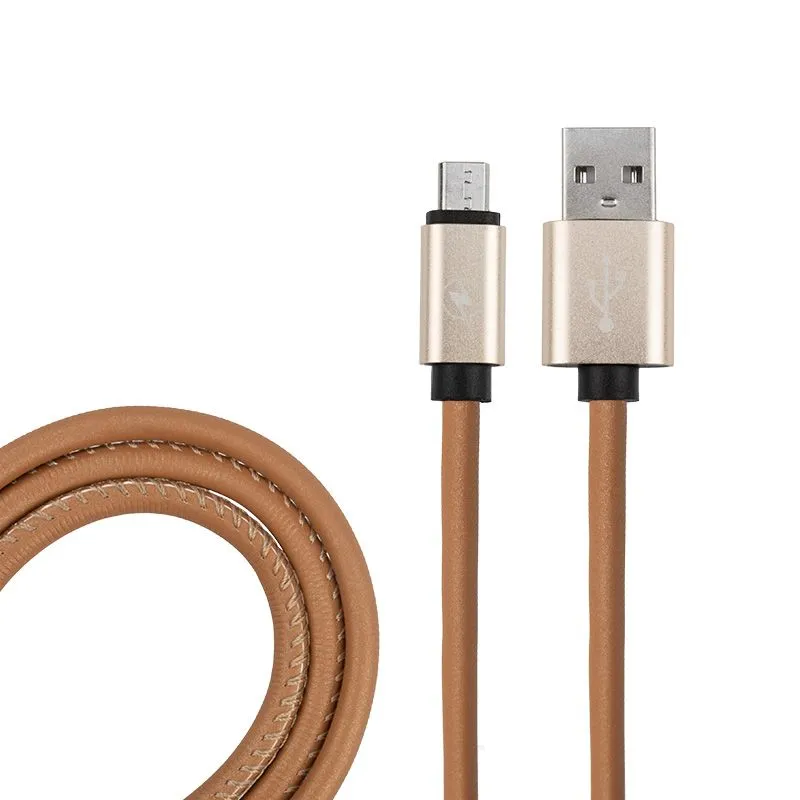 Кабель USB-A – micro USB, 0,5А, 1м, эко-кожа, коричневый REXANT 18-4231