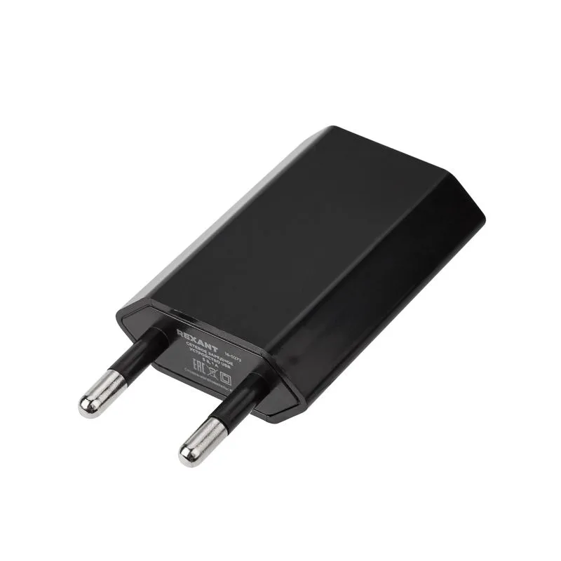 Сетевое зарядное устройство для iPhone/iPad REXANT USB, 5V, 1 A, черное - Фото 3