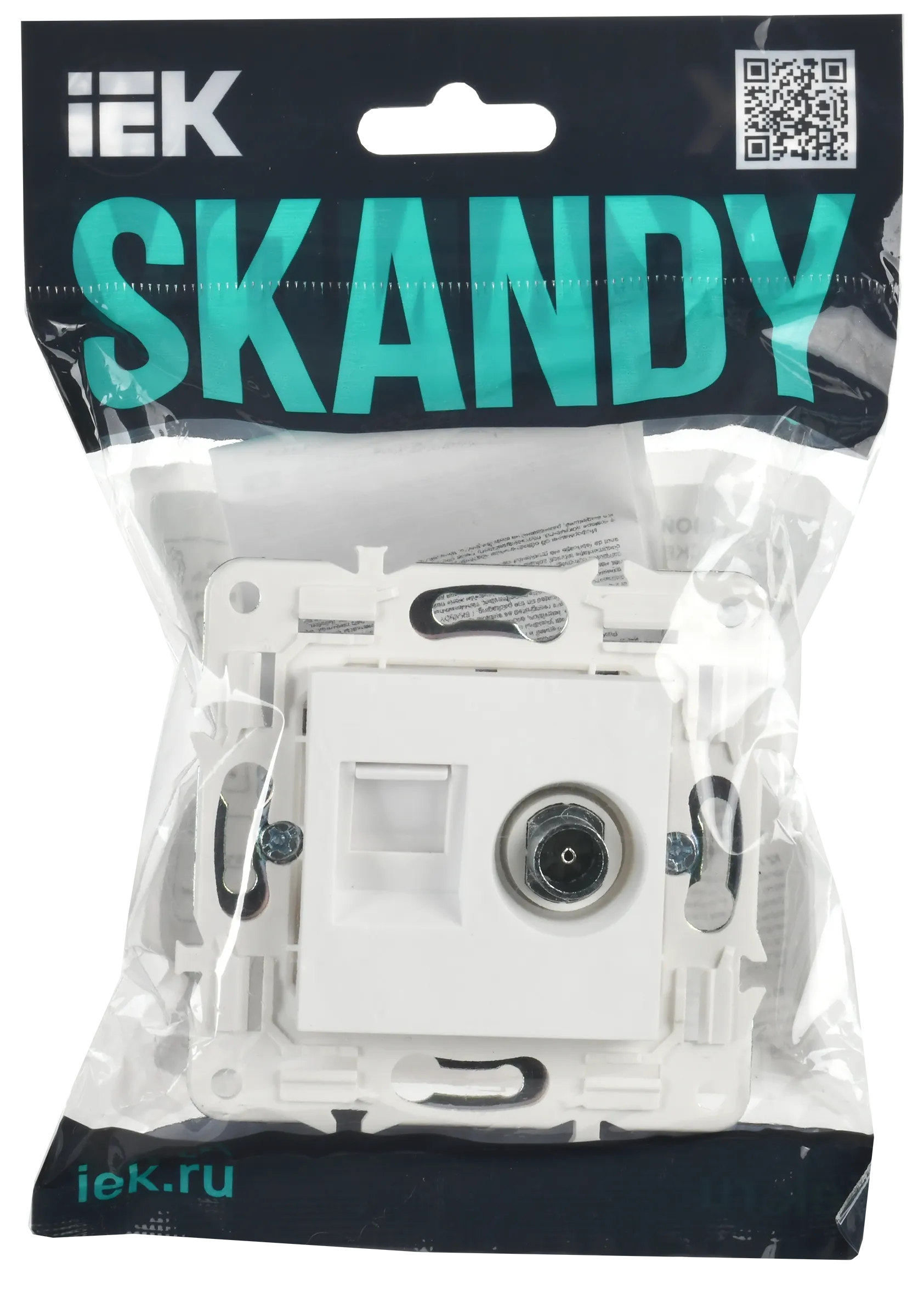SKANDY Розетка двойная TV+RJ45 кат.6E SK-A15W арктический белый IEK - Фото 2