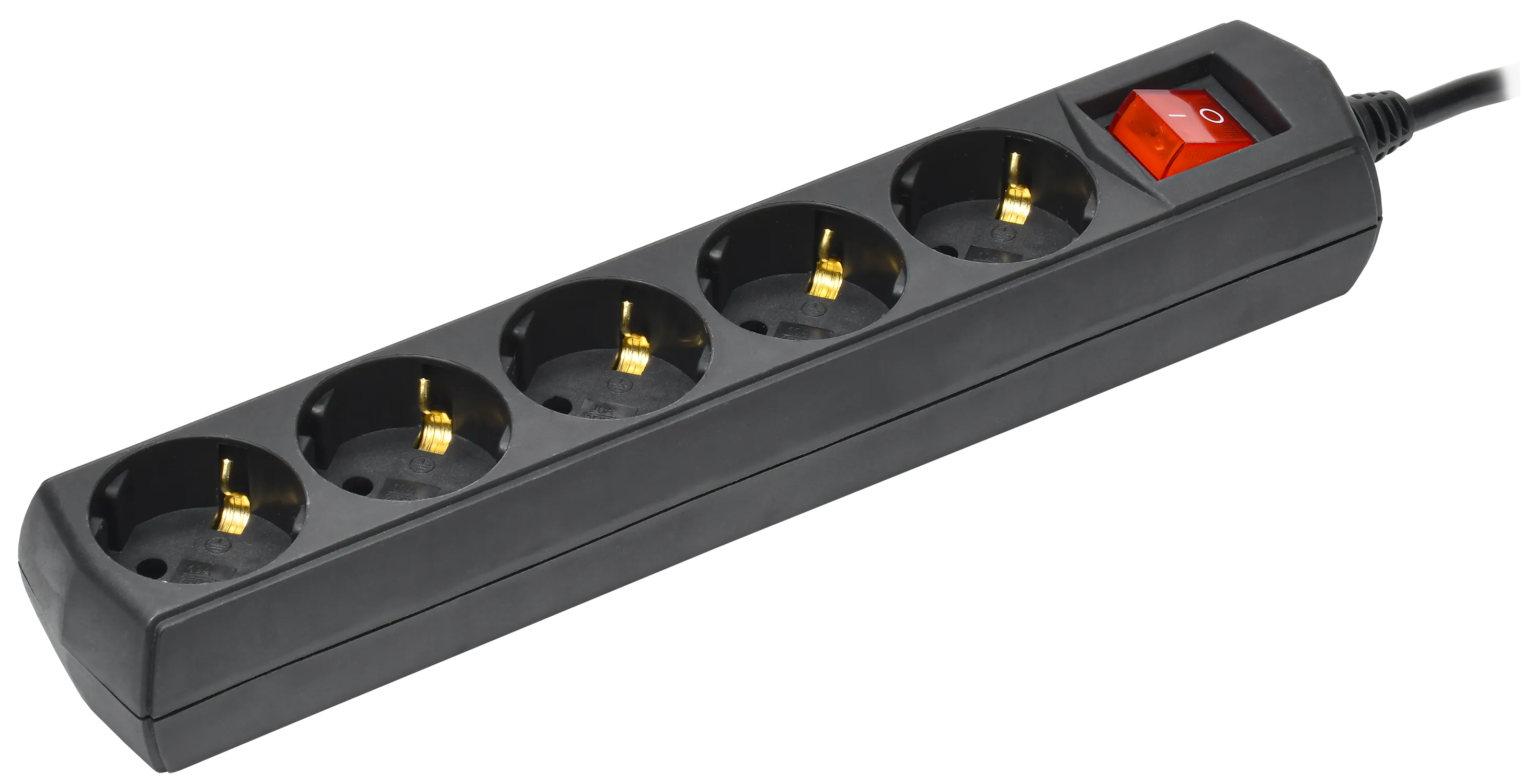 Удлинитель У05В 5 мест с заземлением 3м 3х1мм2 10А/250В черный GENERICA