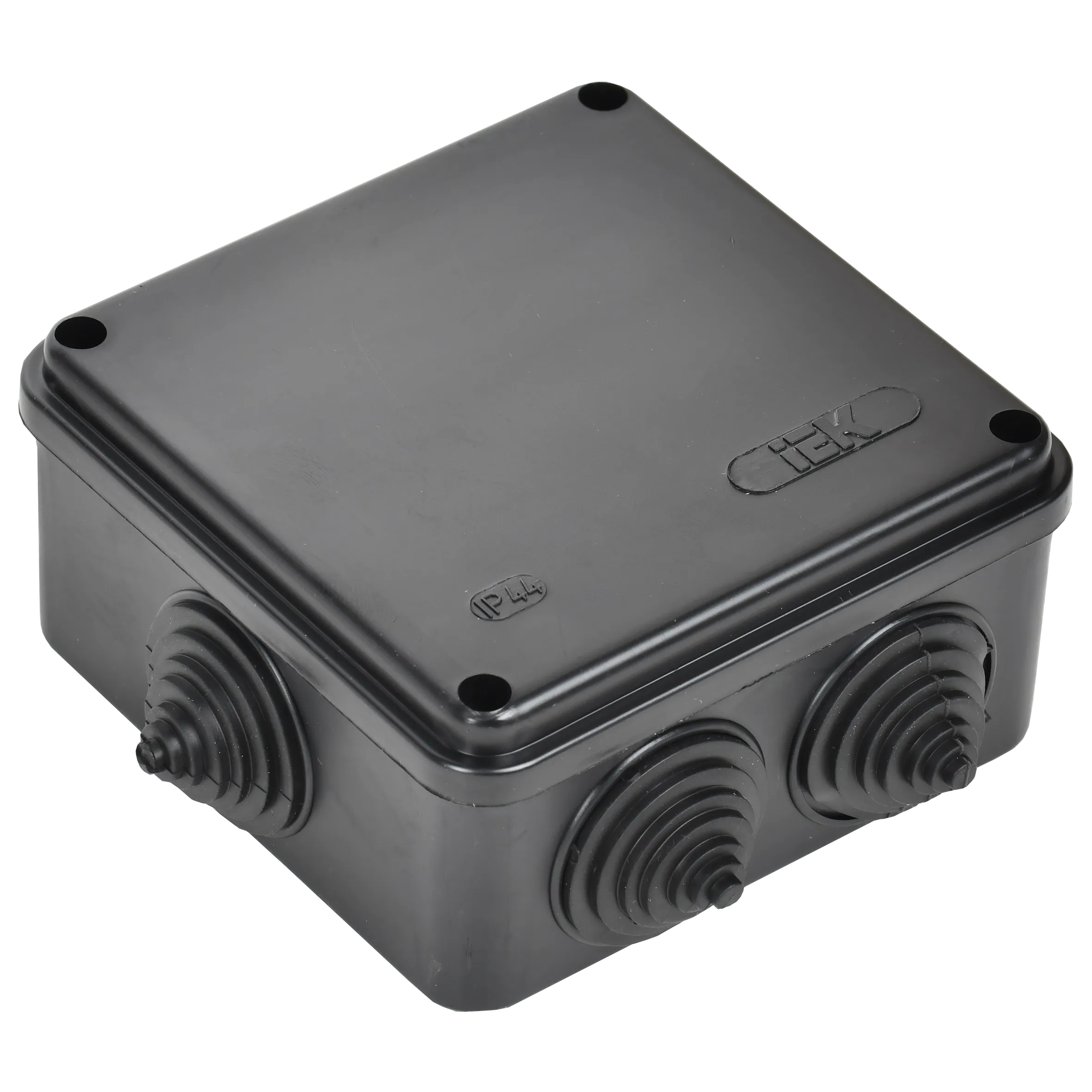 Коробка распаячная КМ41233 для открытой проводки безгалогенная (HF) 100х100х50мм IP44 6 гермовводов черная (RAL 9005) IEK - Фото 5