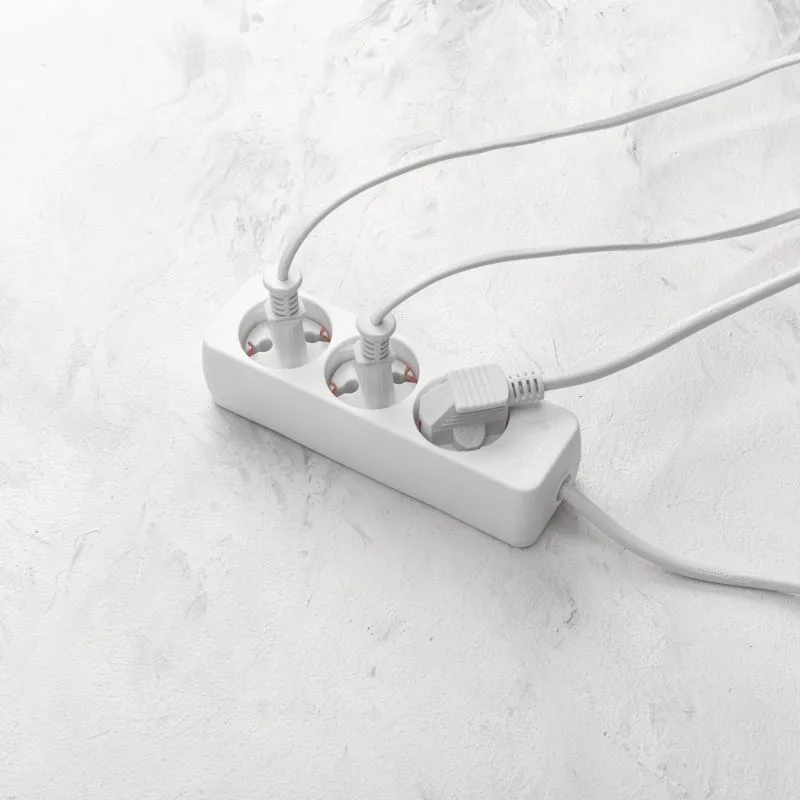 Удлинитель 3 гнезда, 1,5м, 3х0,75мм², с/з,  белый PROconnect - Фото 4