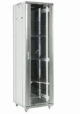 Напольный шкаф 19" 27U 600×600×1387 (ШxГxВ), дверь стекло, металлическая задняя дверь, боковые съемные стенки, RAL 7035 REXANT