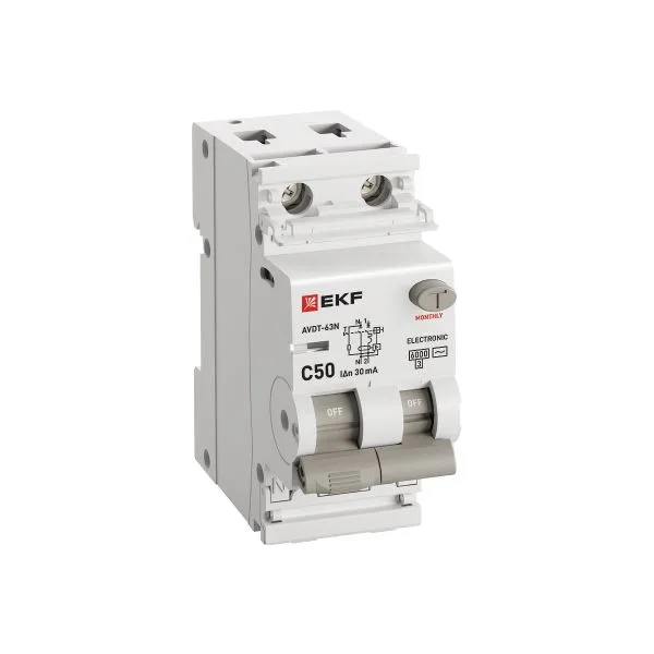 Диф. автомат АВДТ-63N 1P+N 50А (C) 30мА (AC) эл 6кА PROXIMA EKF - Фото 3