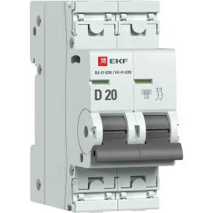 Авт. выкл. 2P 20А (D) 6кА ВА 47-63N EKF PROxima M636220D
