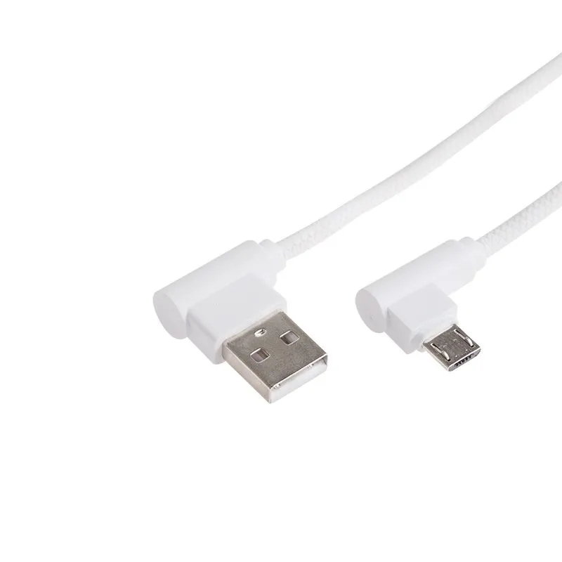 USB кабель microUSB, шнур «soft touch» 1 м, белый (угловые разьемы) - Фото 2