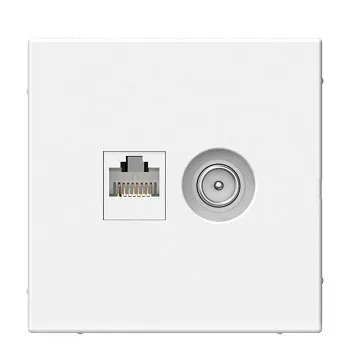 Розетка компьютерная + телевизионная 2-м ArtGallery RJ45 + TV кат.5E лотос SE GAL001389