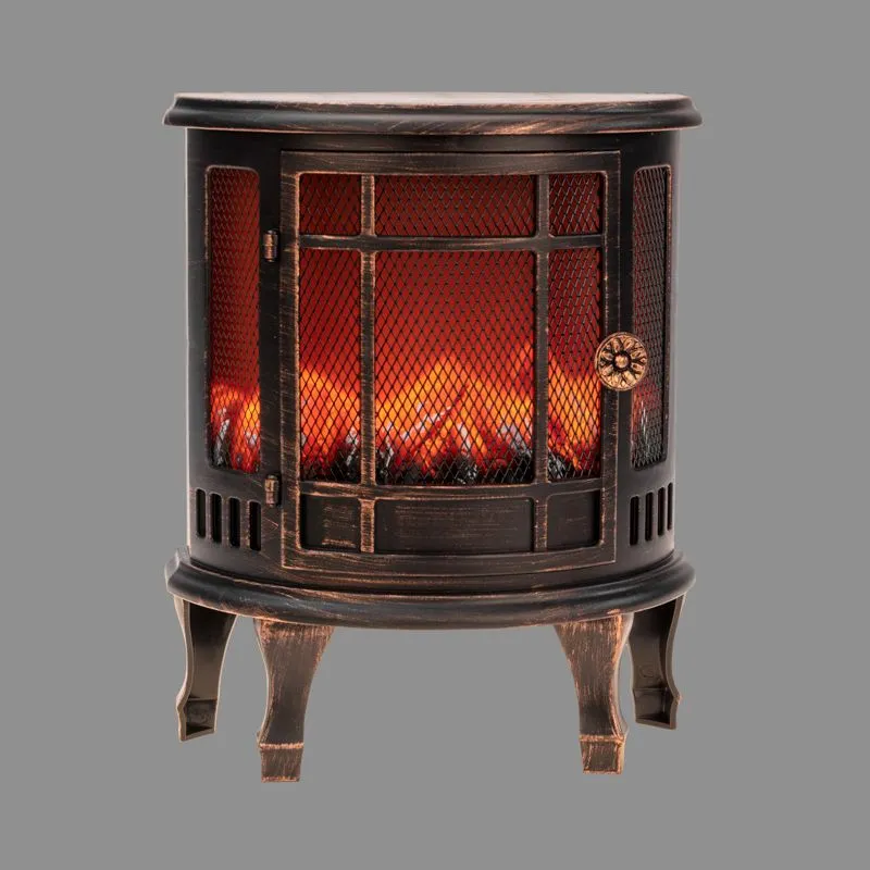 Светодиодный камин Винтаж мини с эффектом живого огня 24.8х12.7х30 см, батарейки 3хС (не в комплекте), с USB, бронзовый - Фото 5