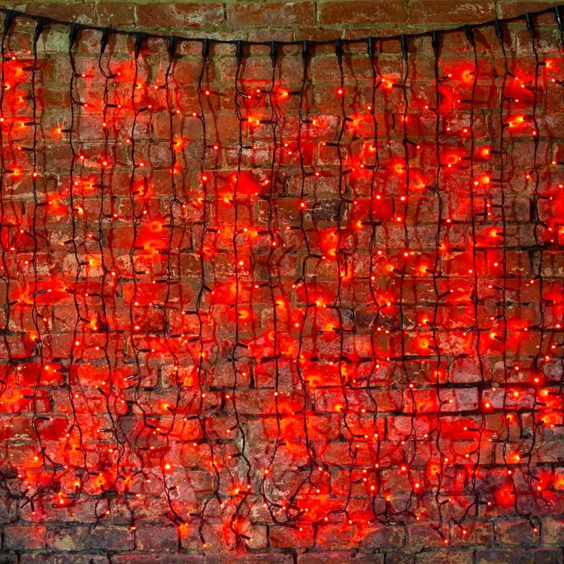 Гирлянда светодиодная Занавес 2х1,5м 360 LED КРАСНЫЙ черный КАУЧУК IP67 постоянное свечение 230В блок в комплекте NEON-NIGHT - Фото 2