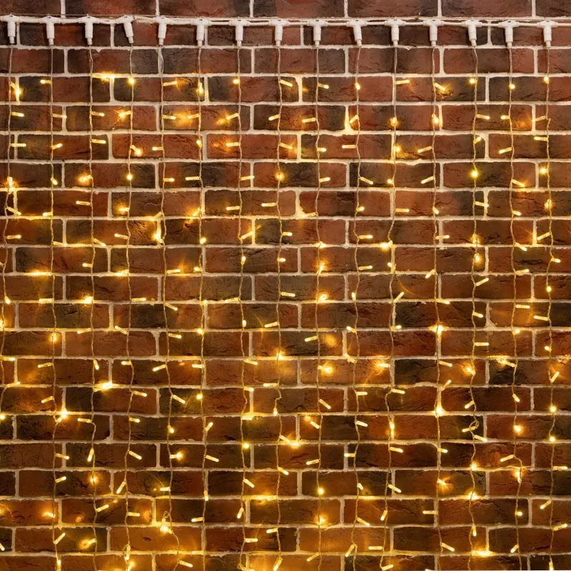 Гирлянда светодиодная Занавес 2х3м 760 LED ЗОЛОТОЙ прозрачный ПВХ IP65 постоянное свечение 230В блок в комплекте NEON-NIGHT 235-158