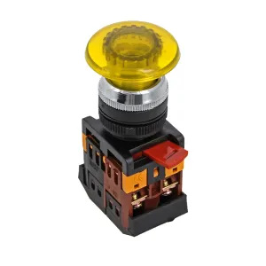 Кнопка AELA-22 желтая с подсветкой NO+NC 380В Грибок EKF pbn-aela-1o-380