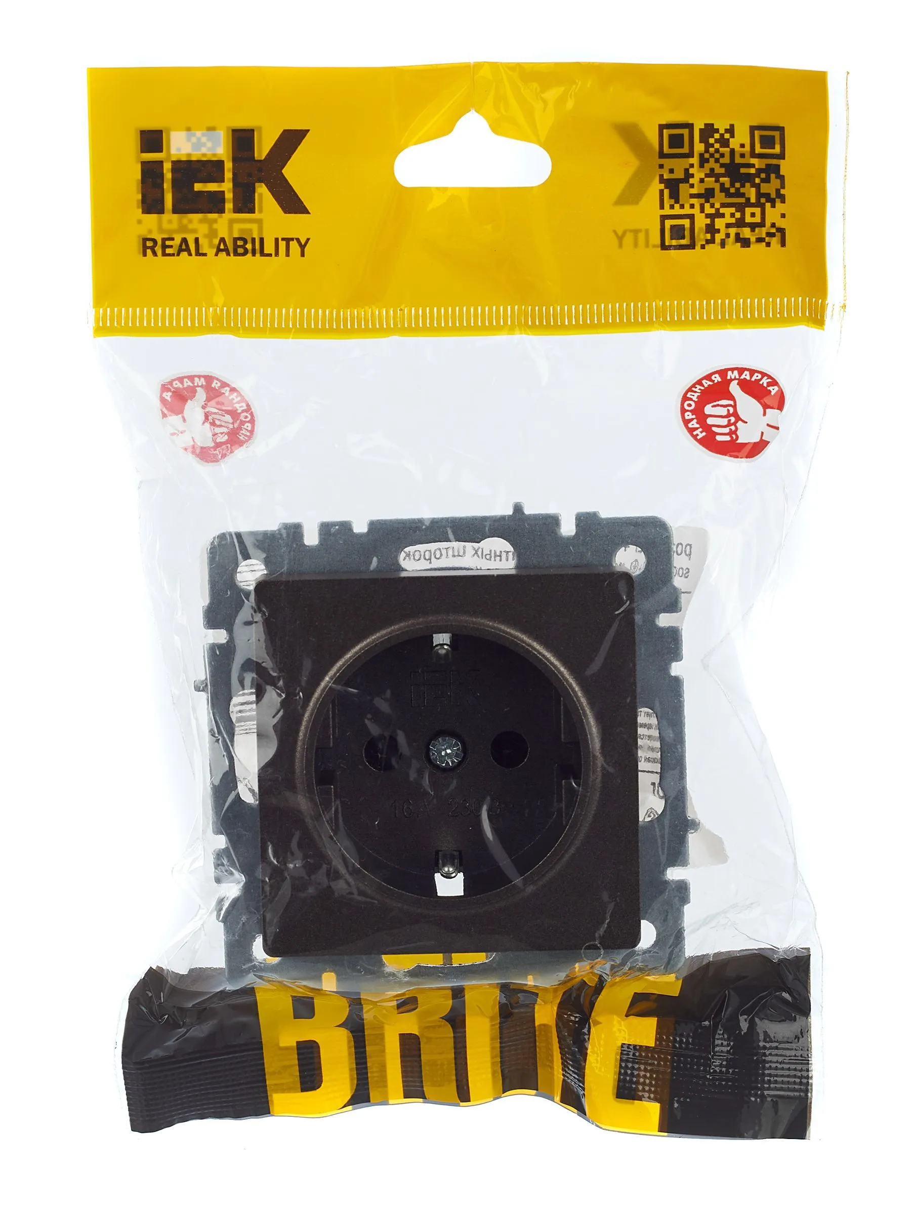 BRITE Розетка 1-местная с заземлением без защитных шторок 16А РС11-1-0-БрТБ темная бронза IEK - Фото 2