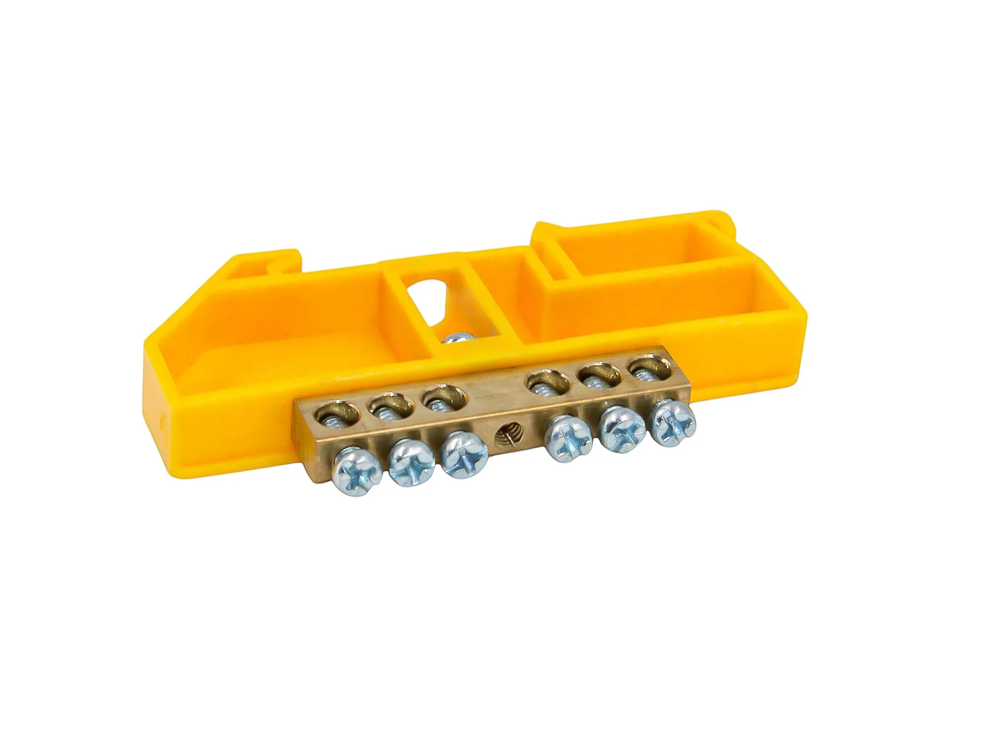 Шина PE "земля" на DIN-изоляторе ЖЕЛТЫЙ 6х9-6 - Фото 3