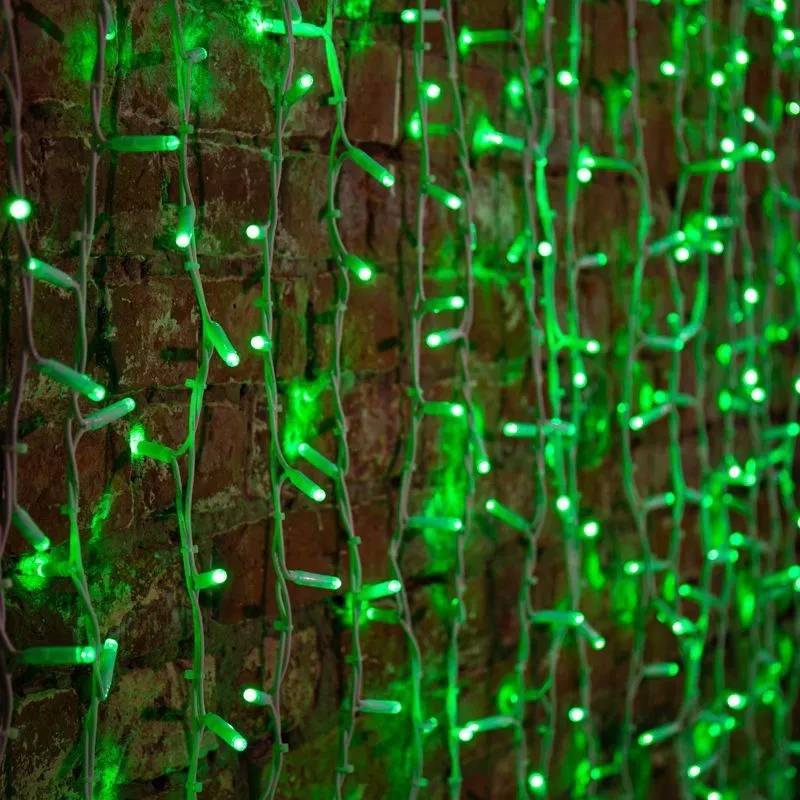 Гирлянда светодиодная Занавес 2х1,5м 360 LED ЗЕЛЕНЫЙ белый КАУЧУК IP67 постоянное свечение 230В блок в комплекте NEON-NIGHT 237-114