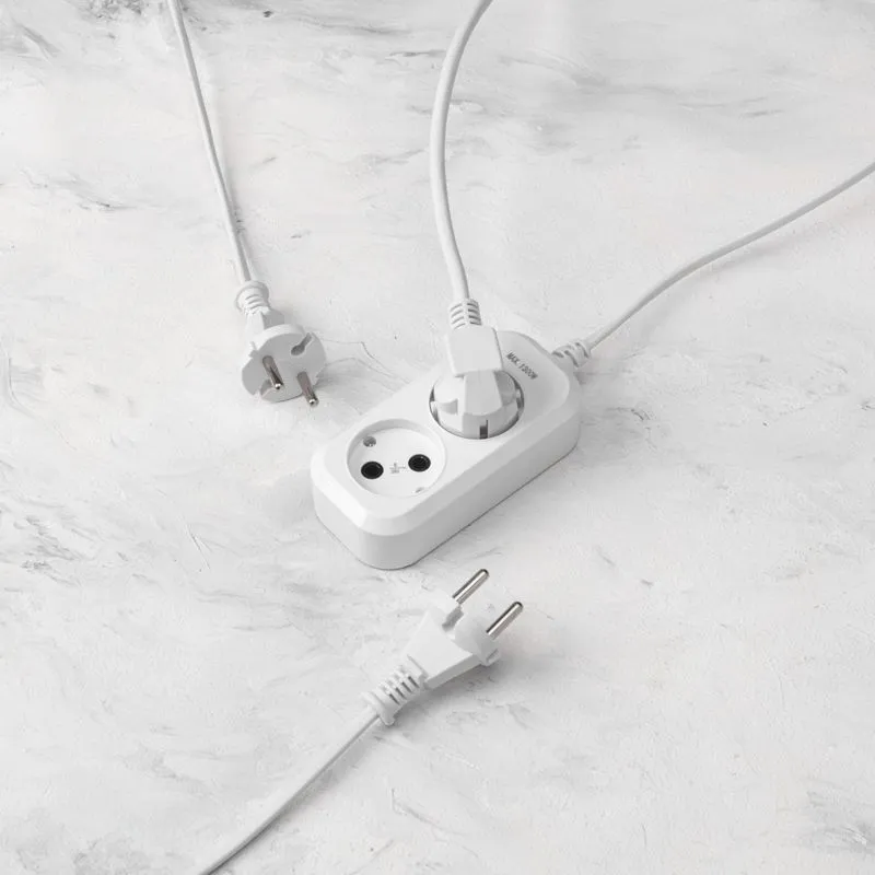 Удлинитель 2 гнезда, 3м, 2х0,75мм², б/з, белый PROconnect - Фото 2